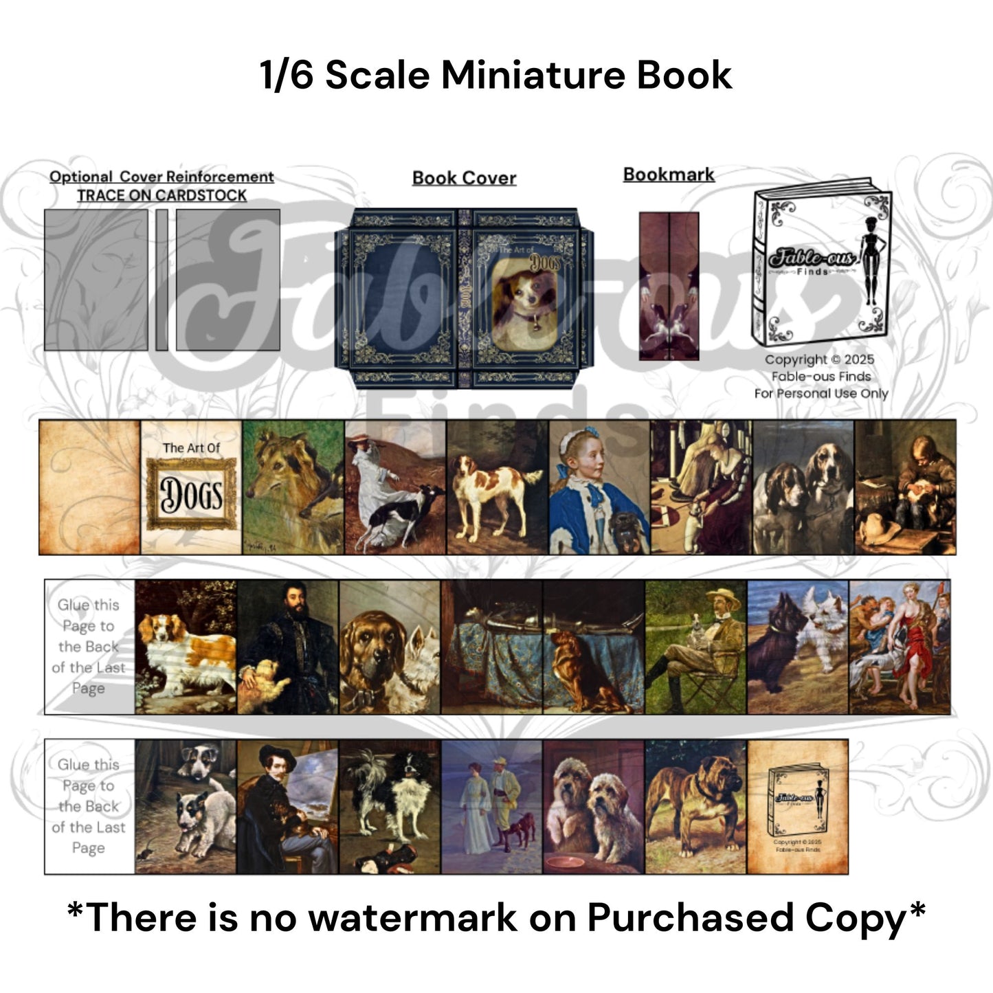 Printable Dogs Miniature Book of Art - Instant PDF Download