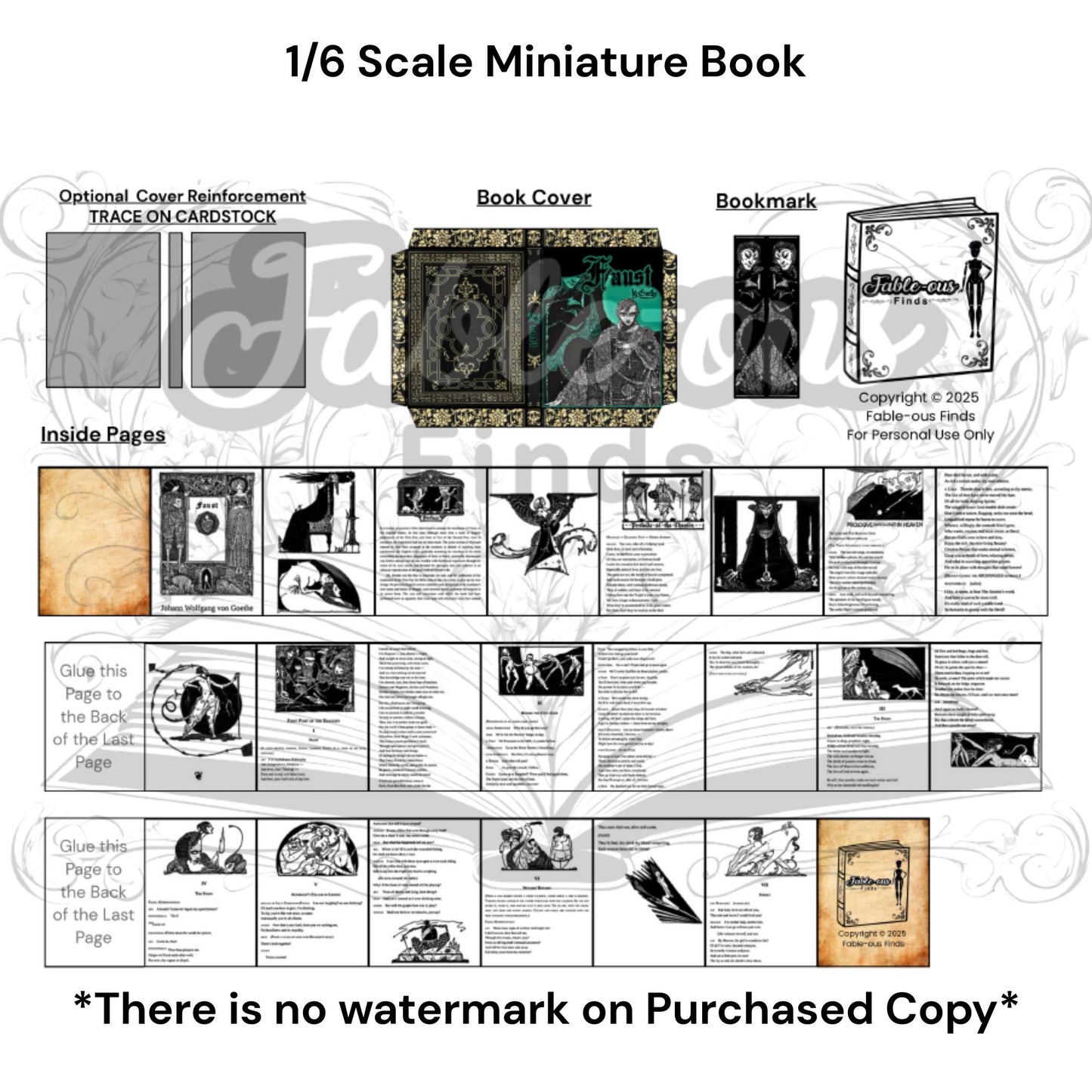 Printable Faust Miniature Book - Instant PDF Download