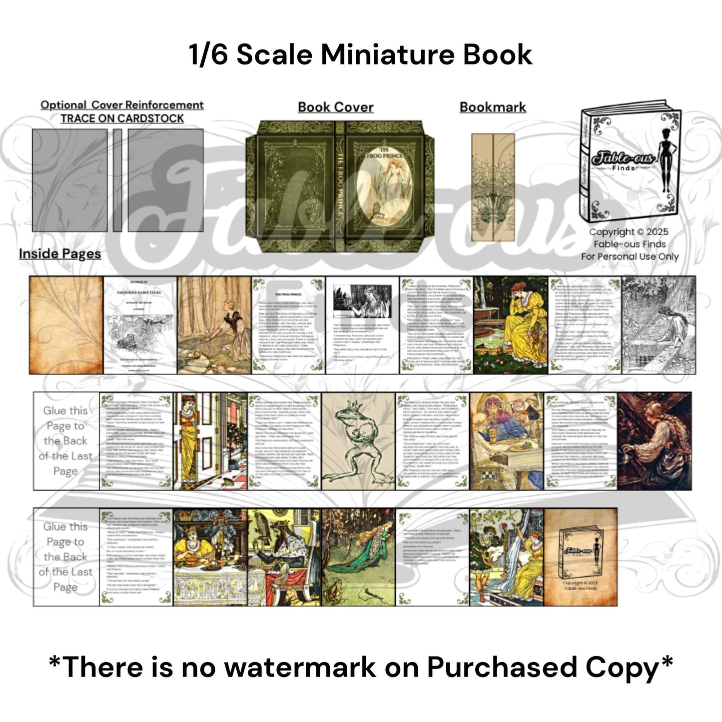 Printable The Frog Prince Miniature Book - Instant PDF Download