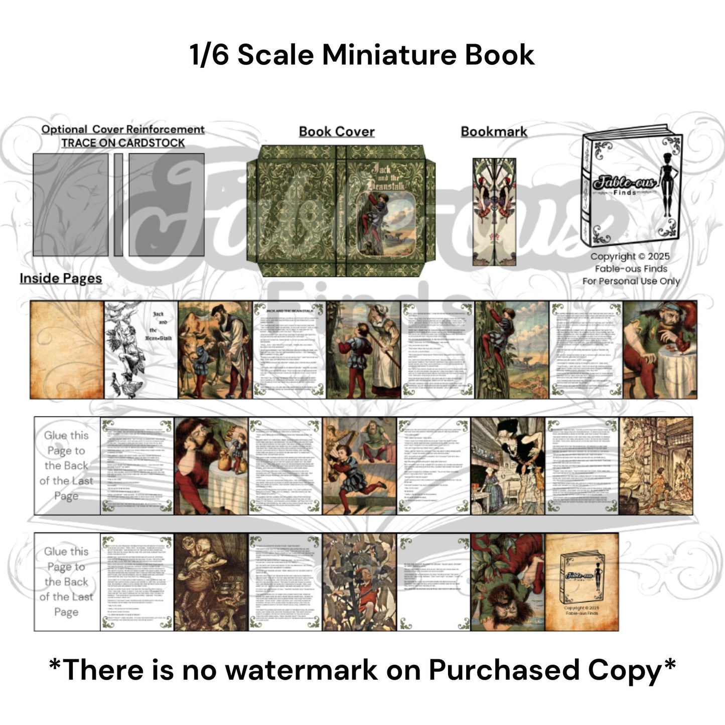 Printable Jack and the Beanstalk Miniature Book - Instant PDF Download