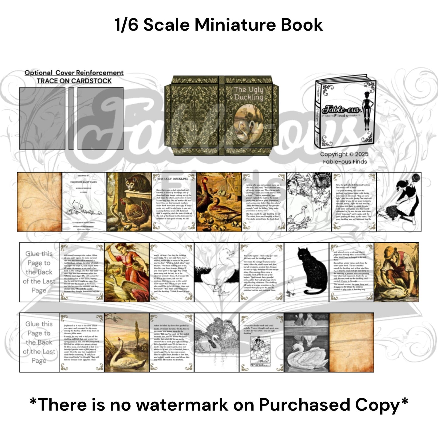 Printable The Ugly Duckling Miniature Book - Instant PDF Download