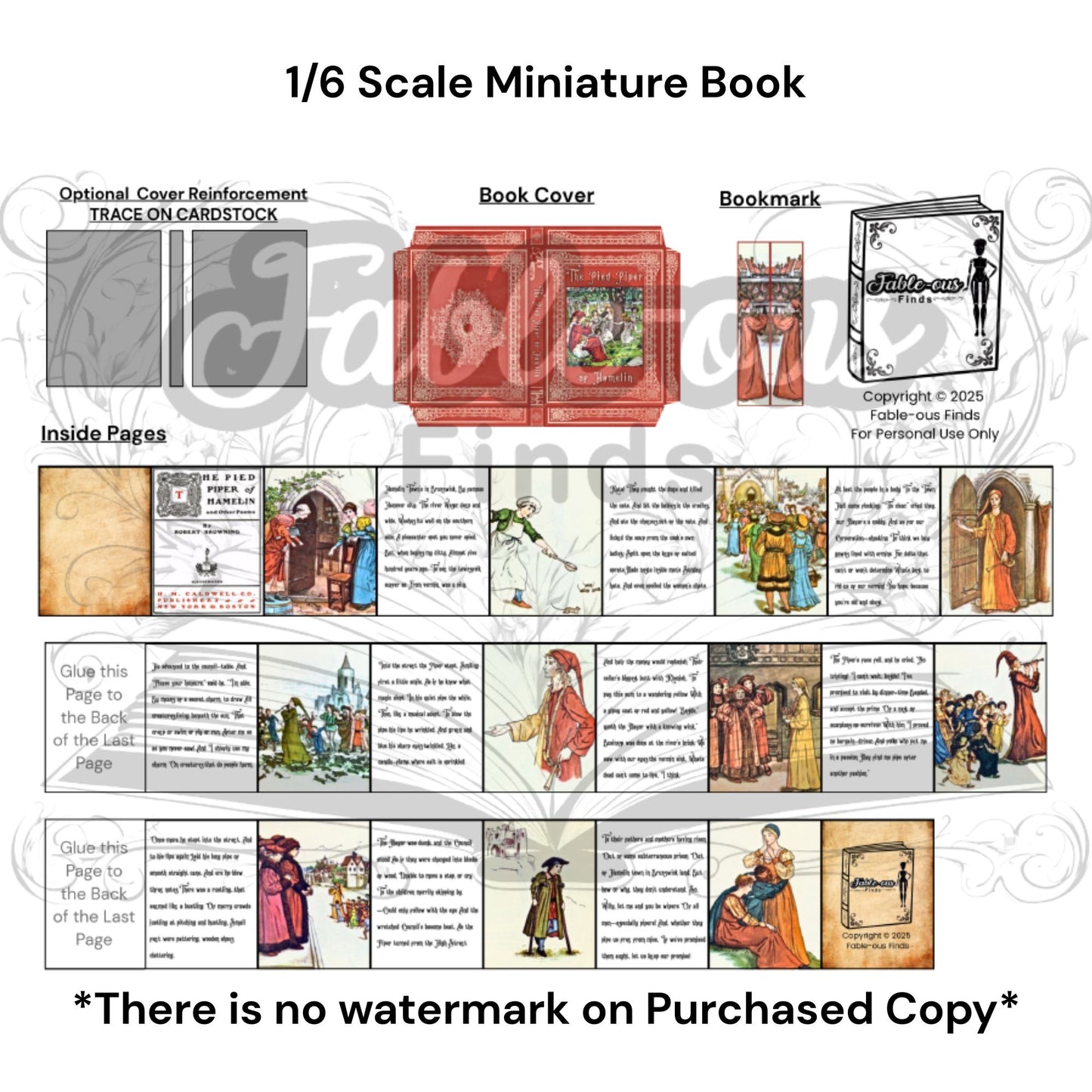 Printable The Pied Piper of Hamelin Miniature Book - Instant PDF Download