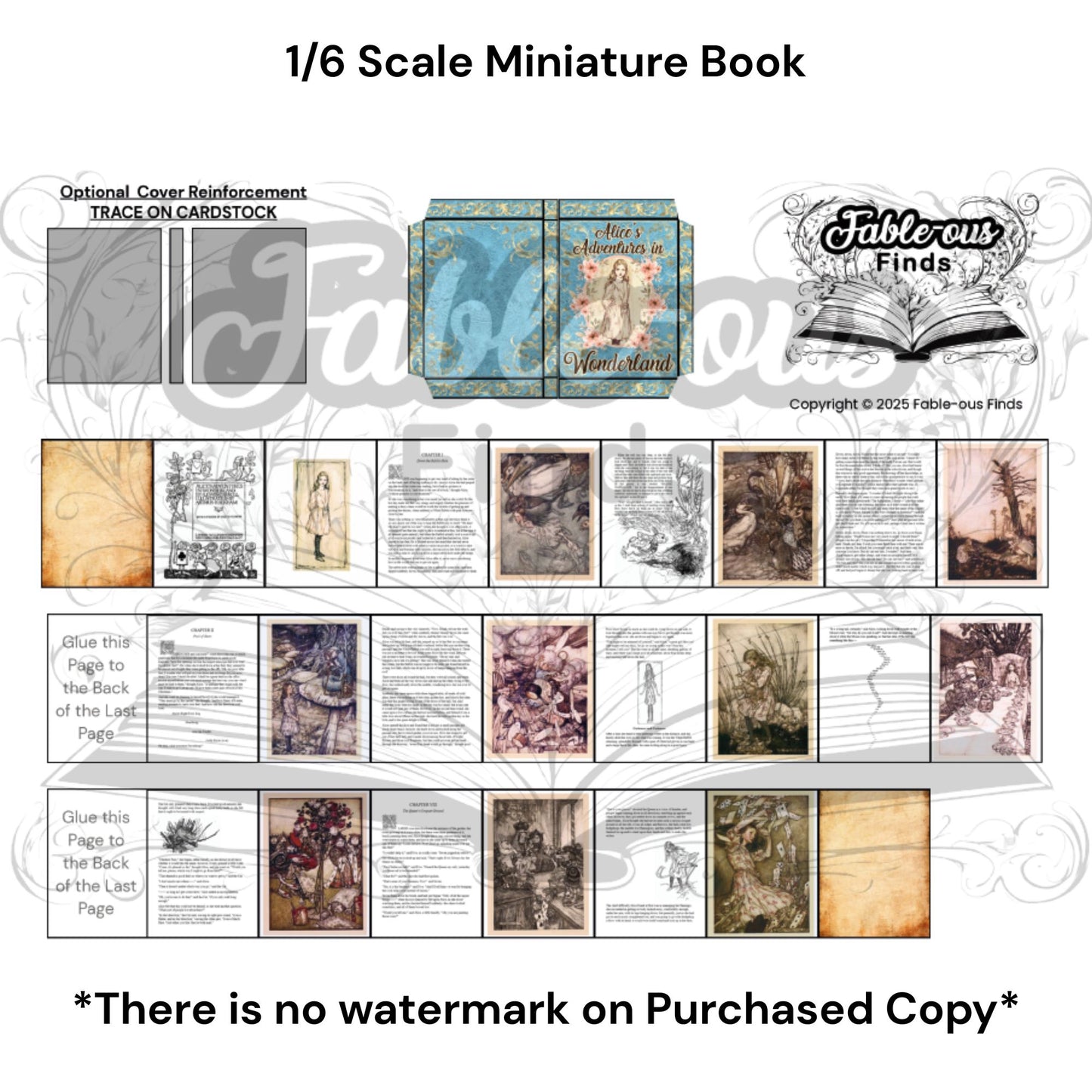 Printable Alice in Wonderland Miniature Book - Instant PDF Download