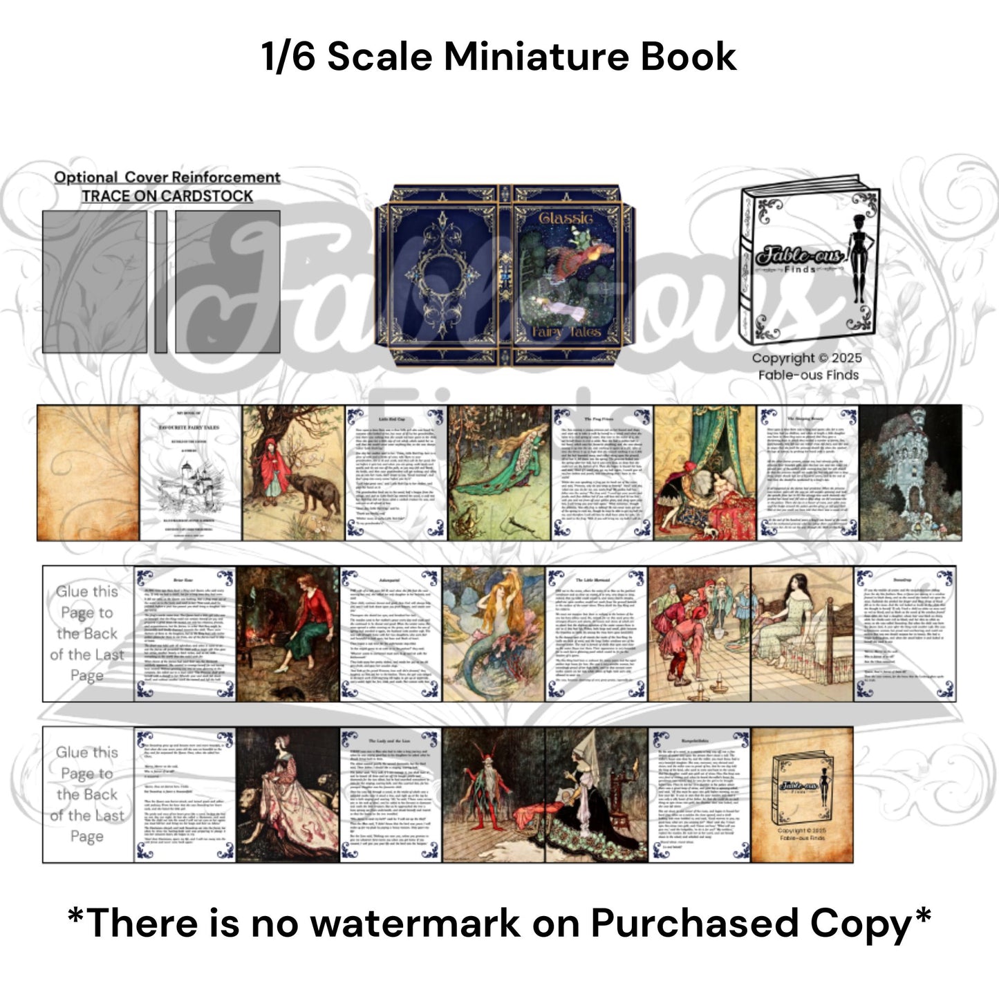 Printable Classic Fairy Tales Miniature Book - Instant PDF Download