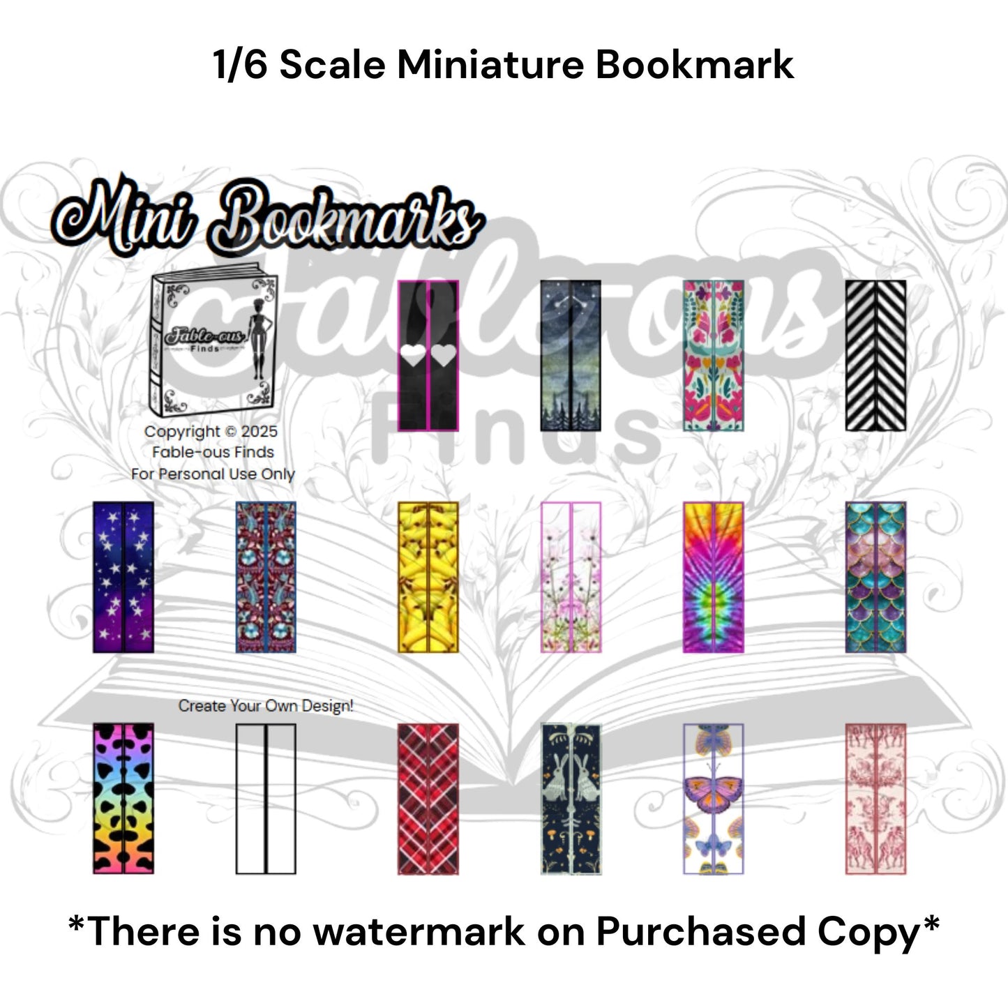 Printable Mini Bookmarks 16 pc. Set - Instant PDF Download