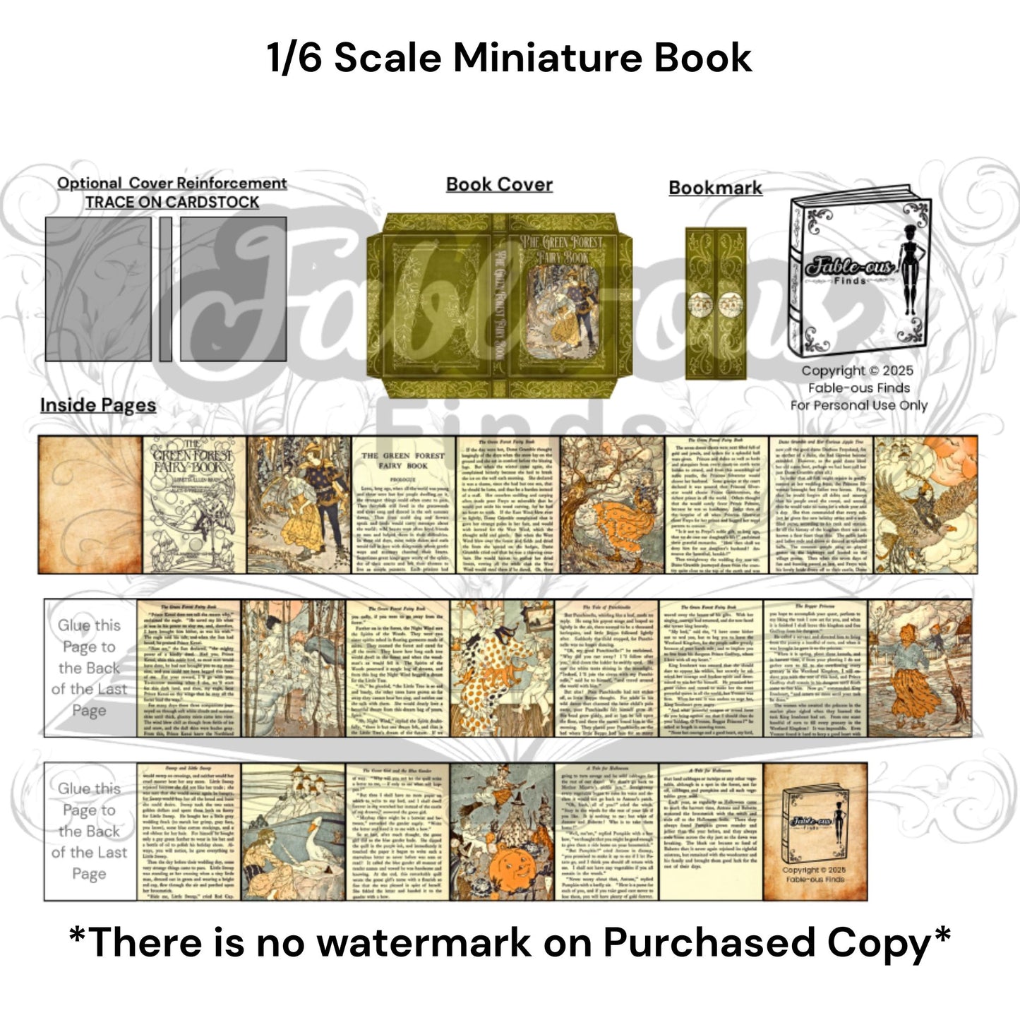 Printable The Green Forest Fairy Book Miniature Book - Instant PDF Download