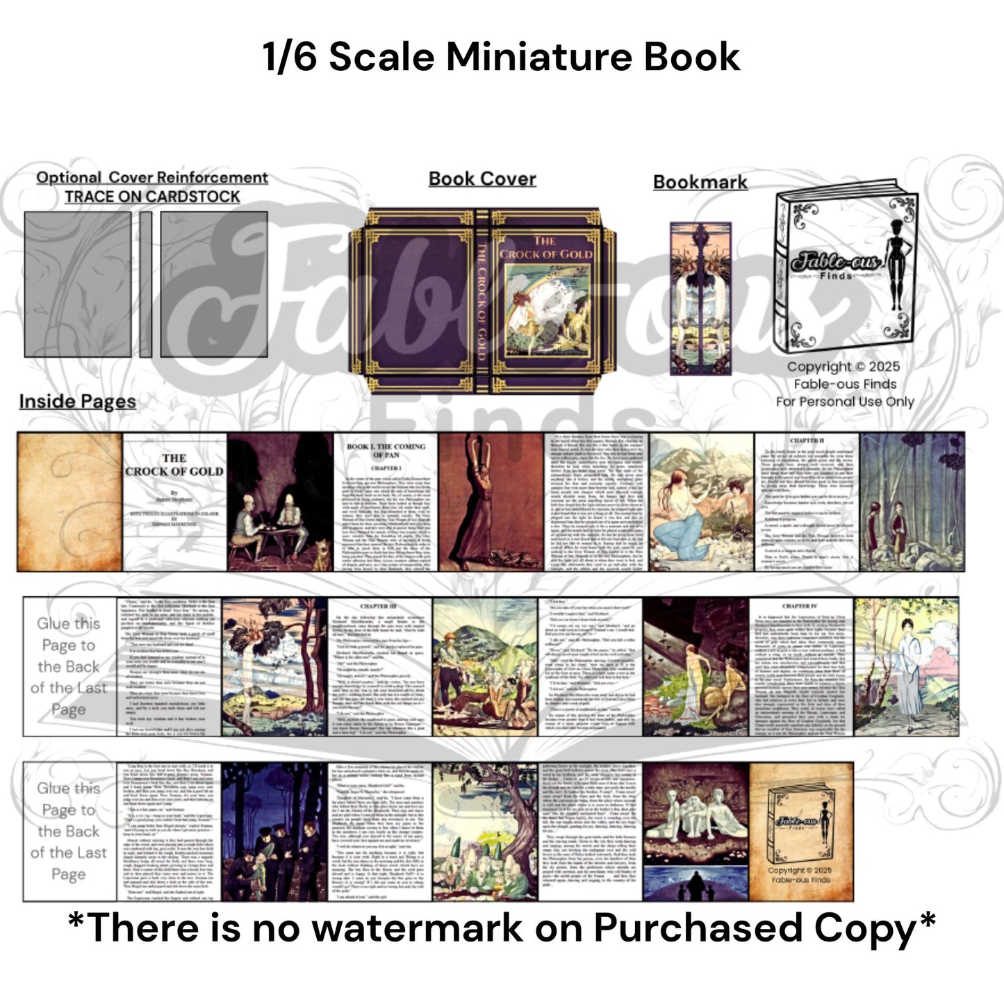 Printable The Crock of Gold Miniature Book - Instant PDF Download