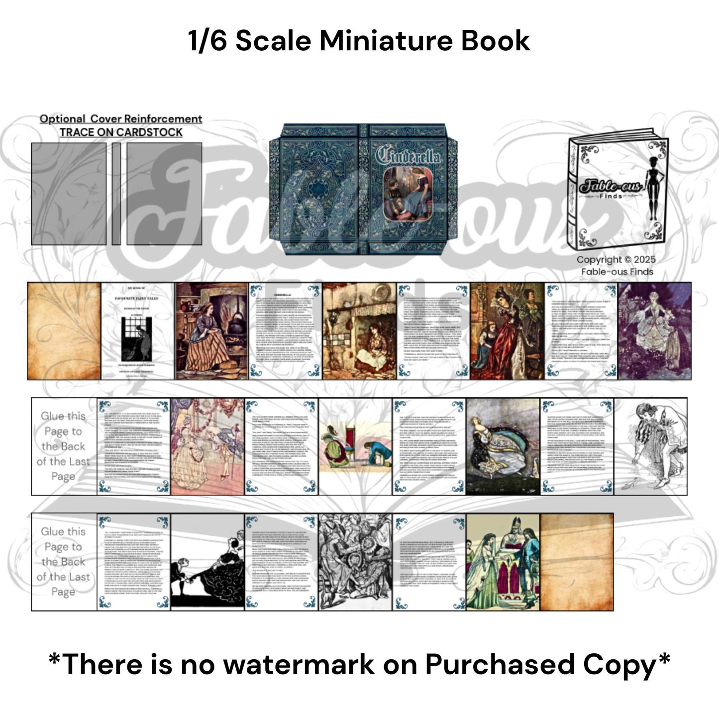 Printable Cinderella Miniature Book - Instant PDF Download