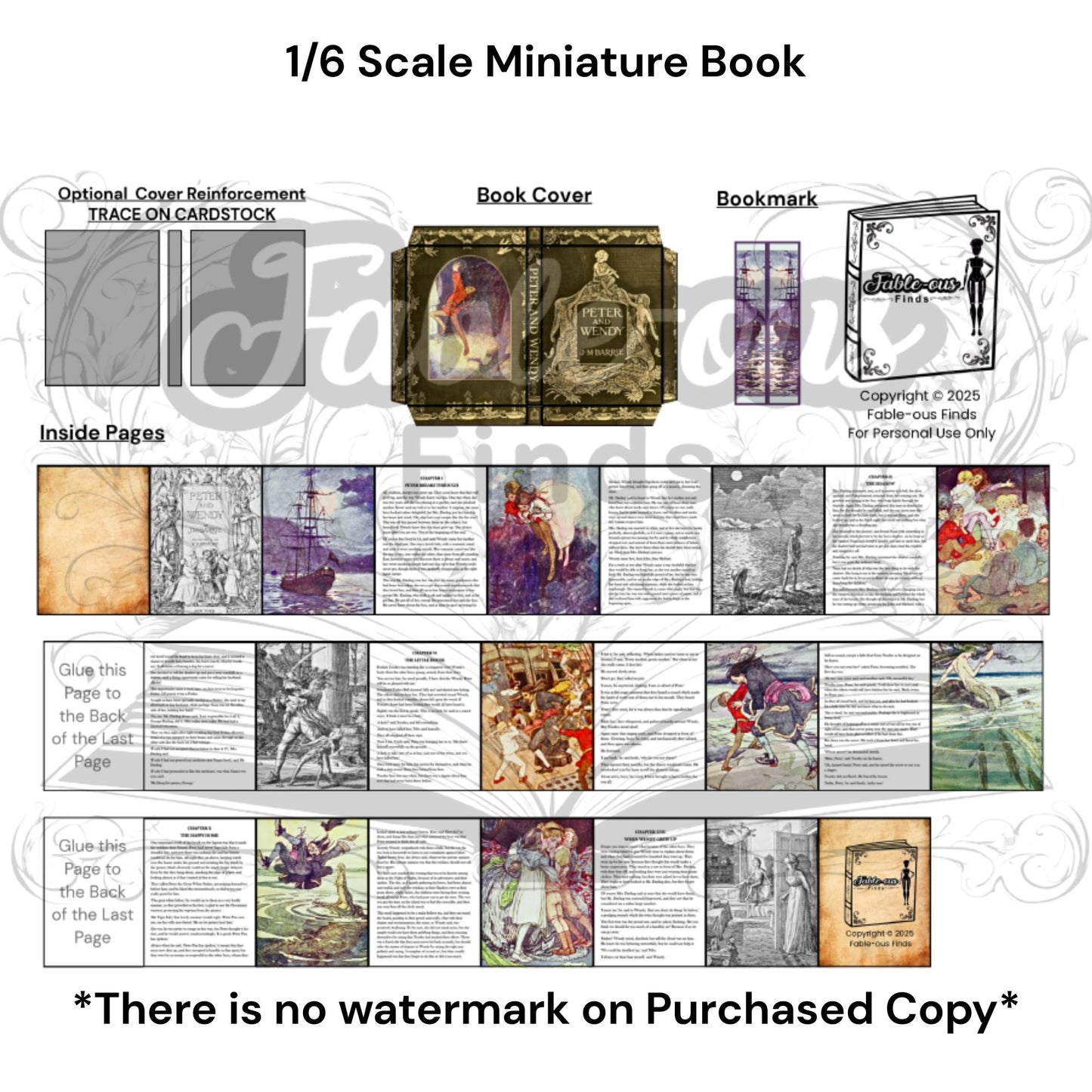 Printable Peter and Wendy Miniature Book - Peter Pan Instant PDF Download