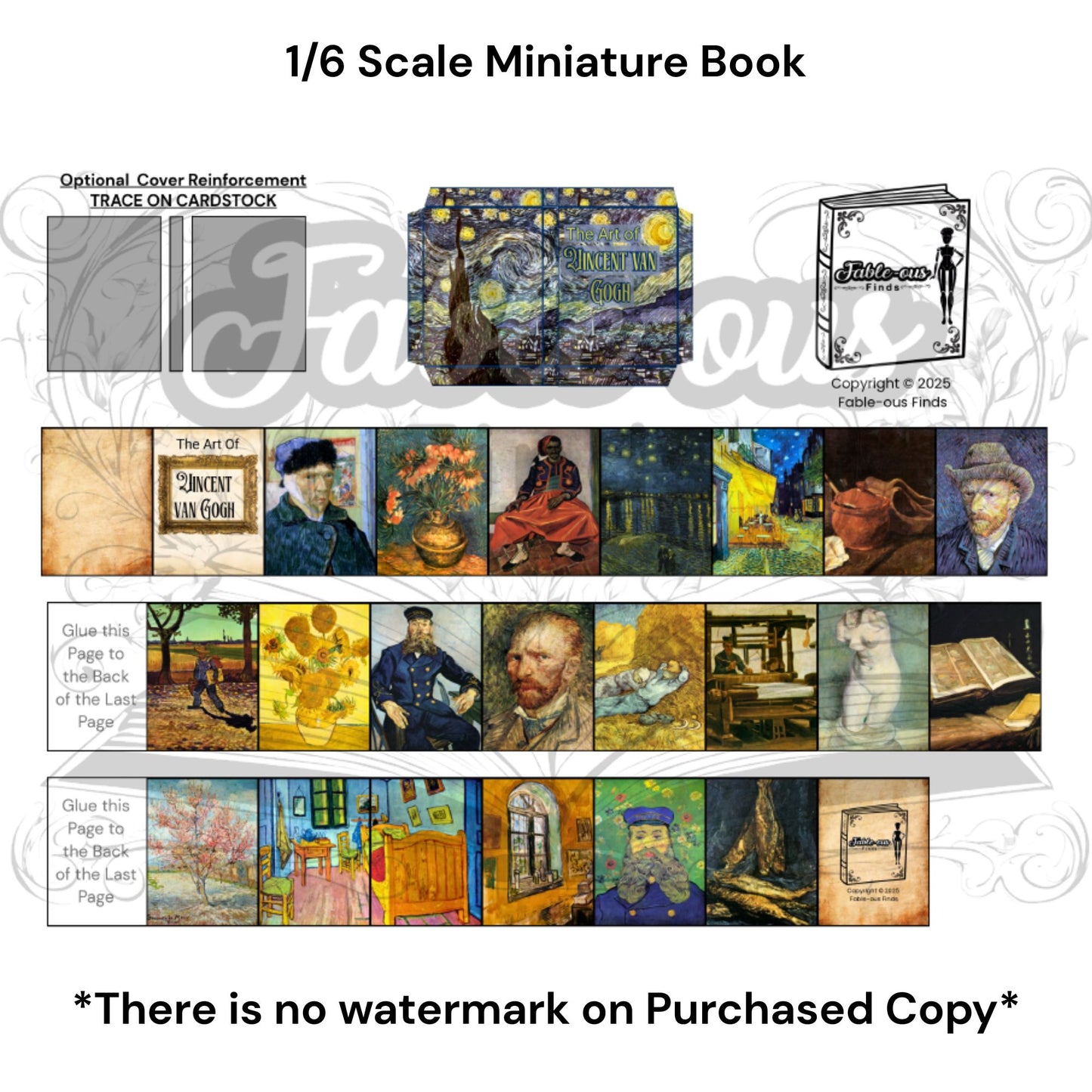 Printable Vincent van Gogh Miniature Book of Art - Instant PDF Download