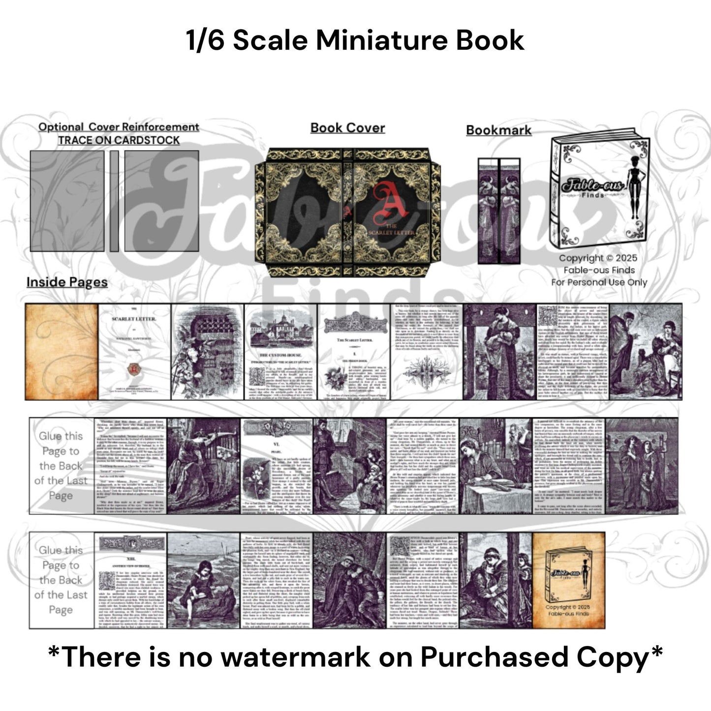 Printable The Scarlet Letter Miniature Book - Instant PDF Download