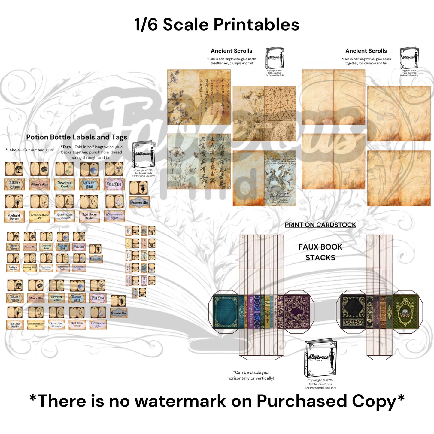 Printable Fairy Spell Chamber Mini Accessories - Instant PDF Download
