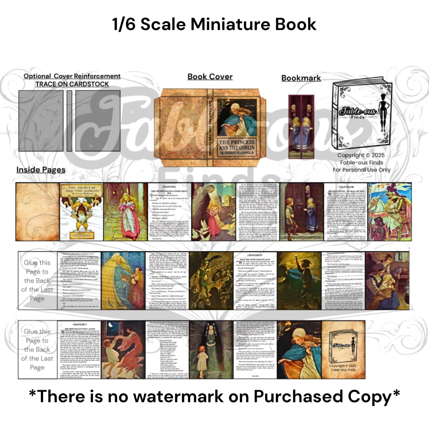 Printable The Princess and the Goblin Miniature Book - Instant PDF Download