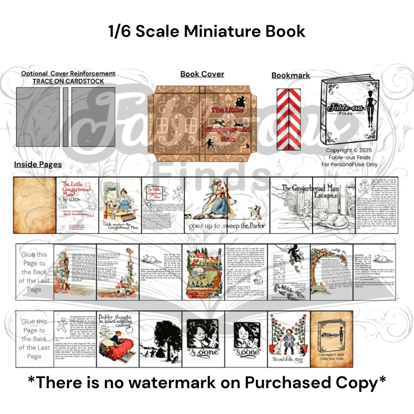 Printable The Little Gingerbread Man Miniature Book - Instant PDF Download