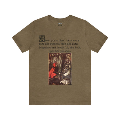 She Conquered It - Red Riding Hood Classic Fairytale Vintage Illustration Unisex Short Sleeve Shirt