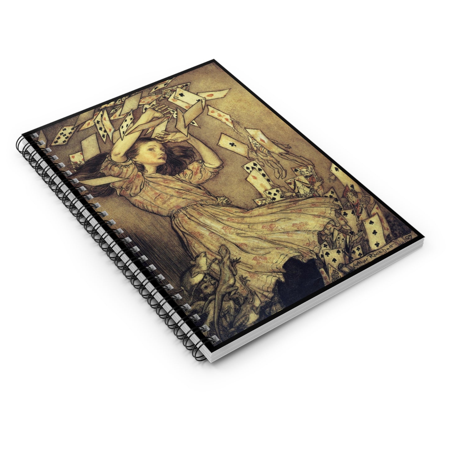Fairytale Page | Alice and the House of Cards Spiral Notebook - Ruled Line | Vintage Classic Illustration