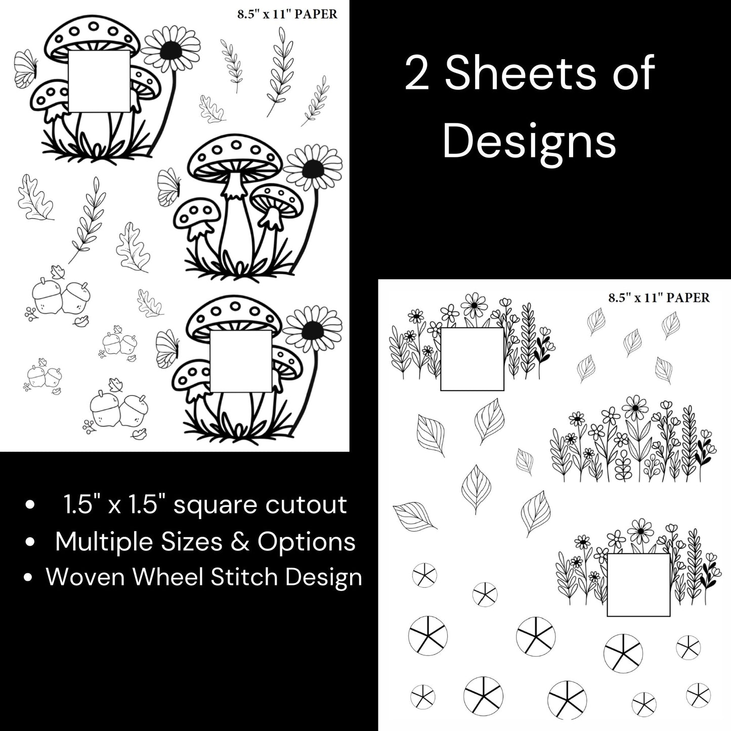 Beanie Cap Floral Hand Embroidery PDF Pattern - Printable Stick & Stitch Designs - Instant Download