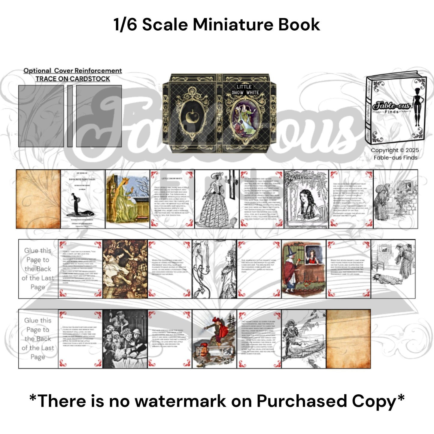 Printable Snow White Miniature Book - Instant PDF Download