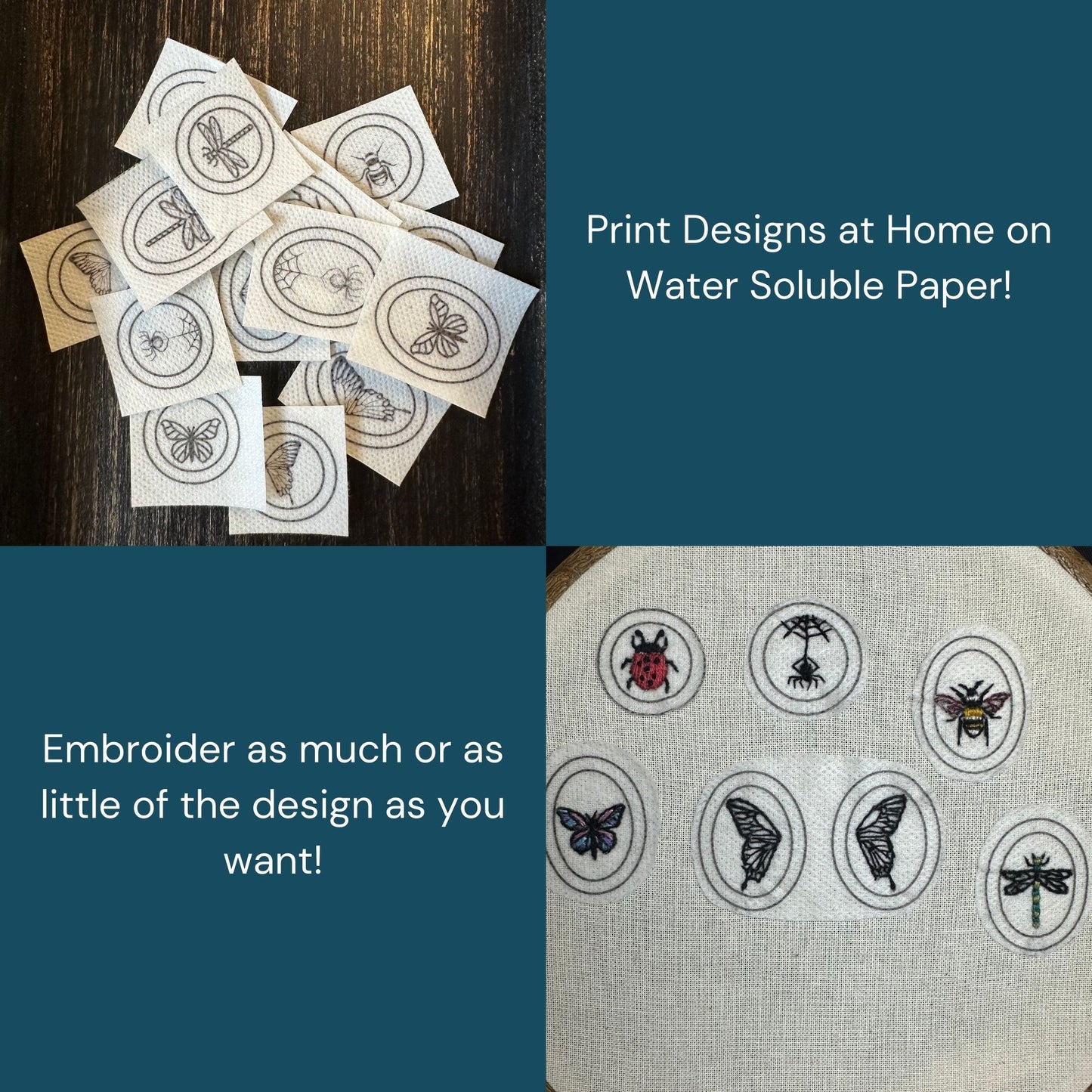 Embroidery for DIY Blank Products - Bug Hand Embroidery PDF Pattern - Printable Stick & Stitch Designs - Instant Download