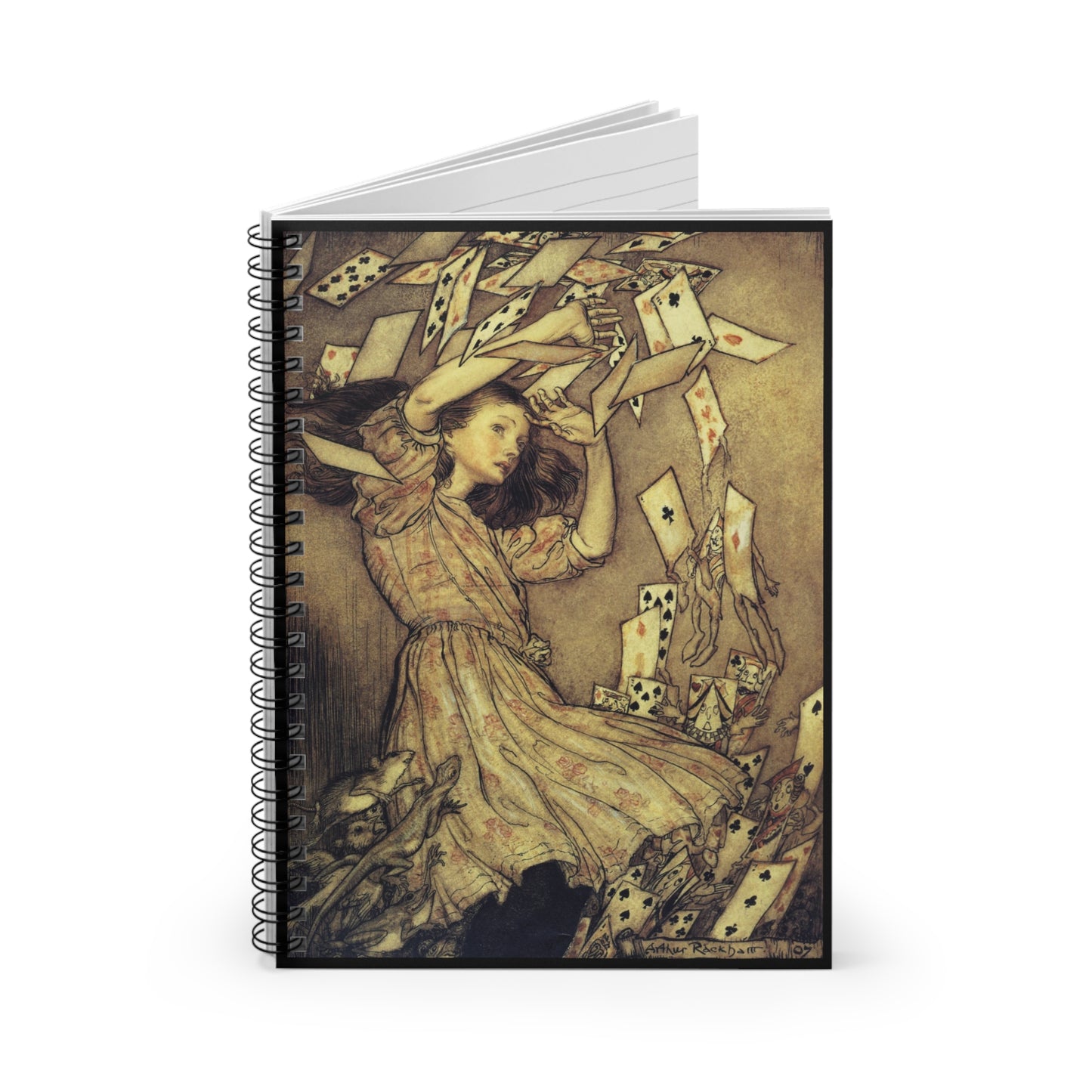 Fairytale Page | Alice and the House of Cards Spiral Notebook - Ruled Line | Vintage Classic Illustration