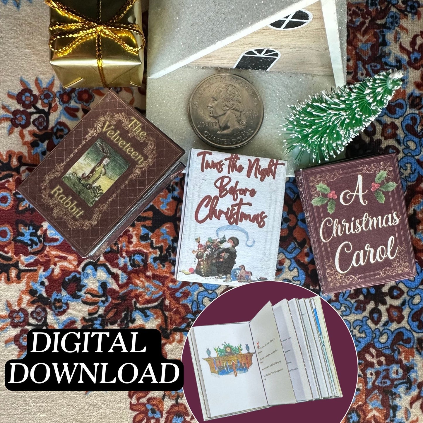 Printable Christmas Stories Miniature Book Bundle of 3 - Instant PDF Download