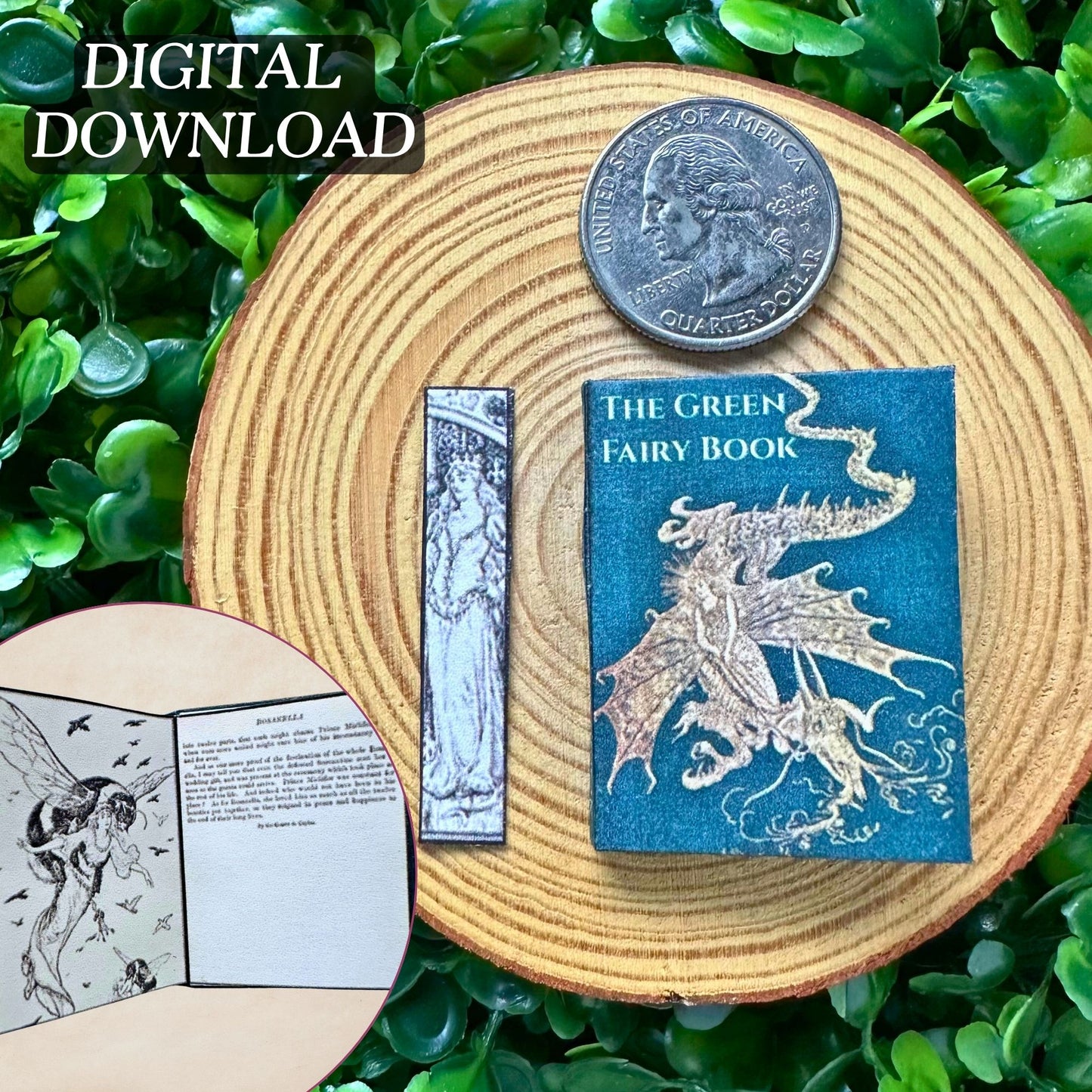 Printable The Green Fairy Book Miniature Book - Instant PDF Download