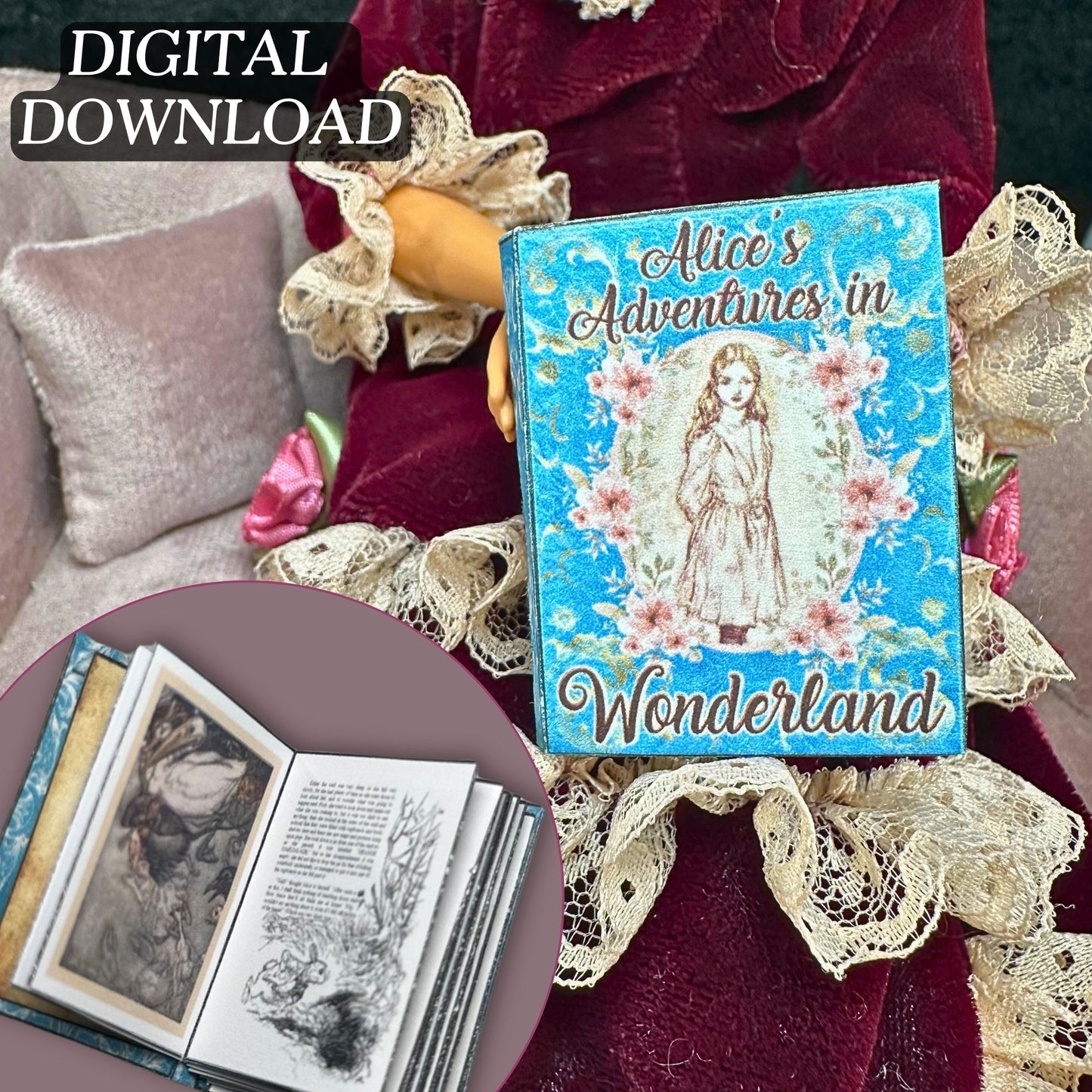 Printable Alice in Wonderland Miniature Book - Instant PDF Download