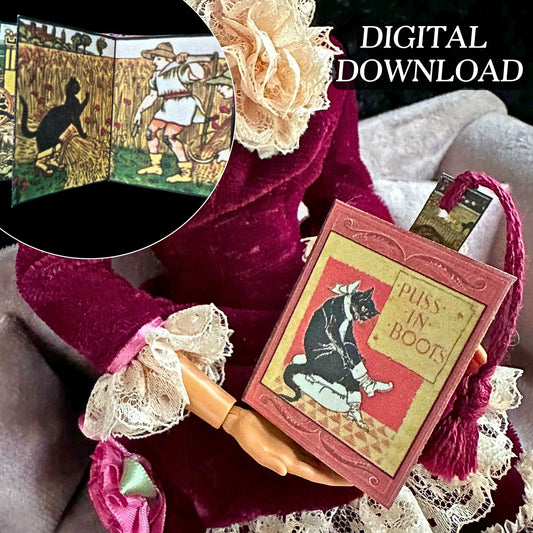 Printable Puss in Boots Miniature Book - Instant PDF Download