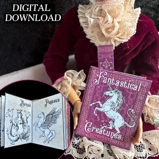 Printable Fantastical Creatures Miniature Book - Instant PDF Download