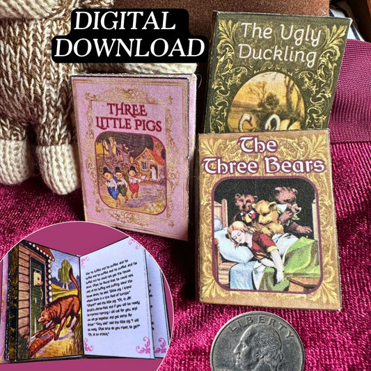 Printable Children's Books Miniature Book Bundle of 3 - Instant PDF Download