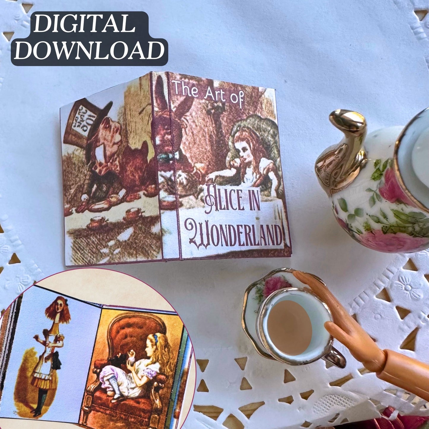 Printable Alice in Wonderland Miniature Book of Art - Instant PDF Download