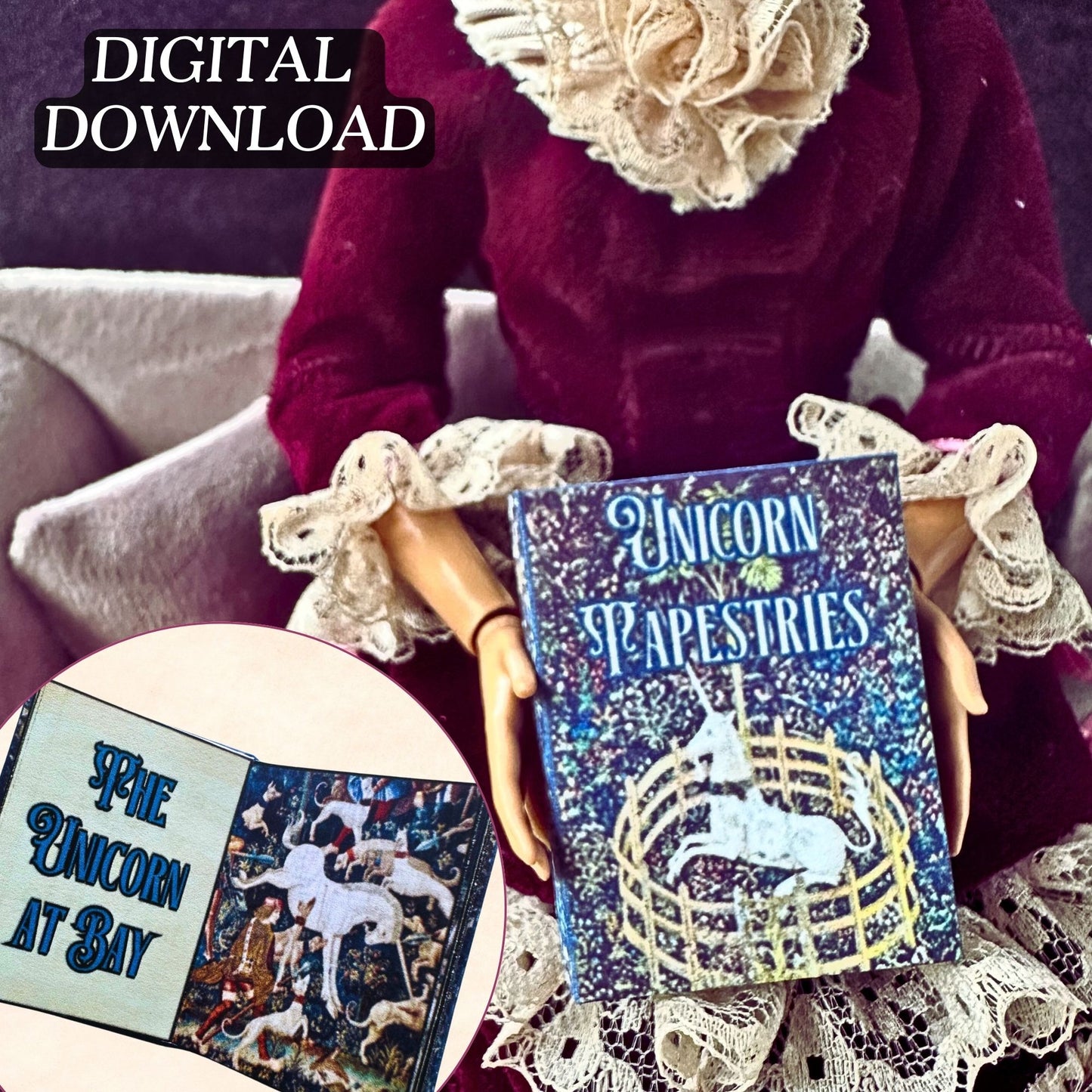Printable Unicorn Tapestries Miniature Book - Instant PDF Download