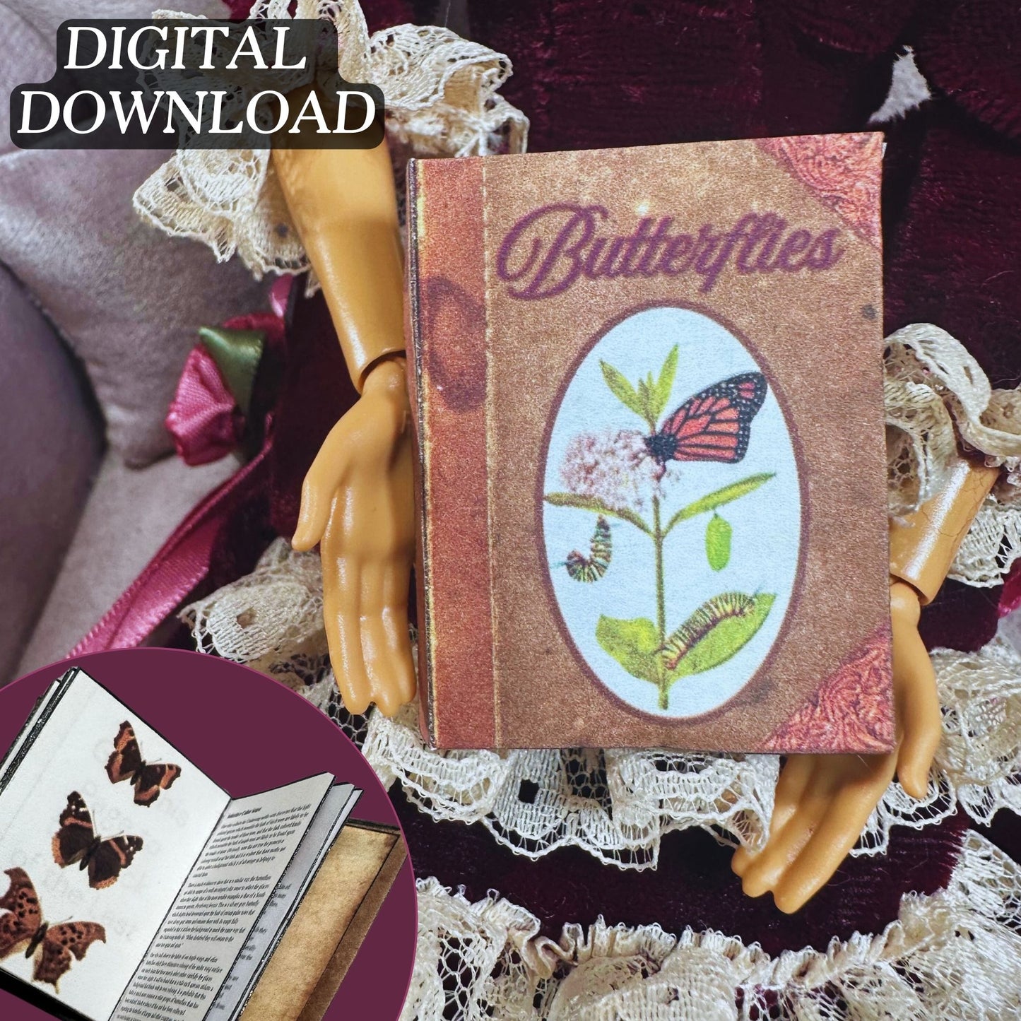 Printable Butterflies Miniature Reference Book - Instant PDF Download