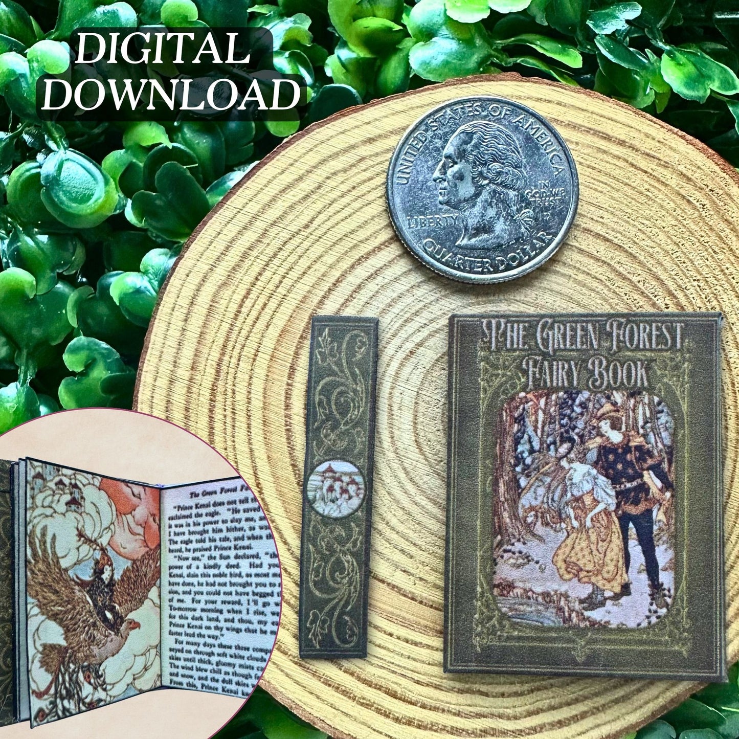 Printable The Green Forest Fairy Book Miniature Book - Instant PDF Download