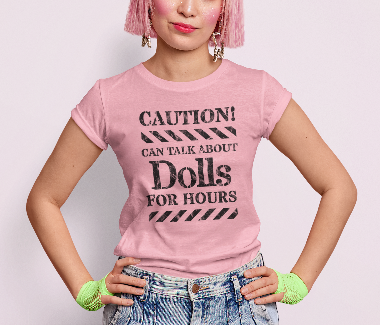 Caution! Can Talk About Dolls For Hours Unisex Short Sleeve Tee