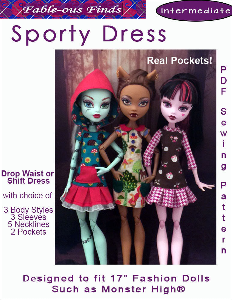 Sporty Dress PDF Sewing Pattern for 17 sporty-dress-pdf-sewing-pattern-for-17-monster-high-doll-instant-pd-fable-ous-finds