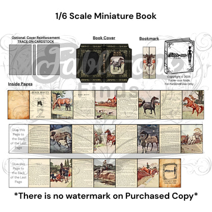Printable Black Beauty Miniature Book - Instant PDF Download