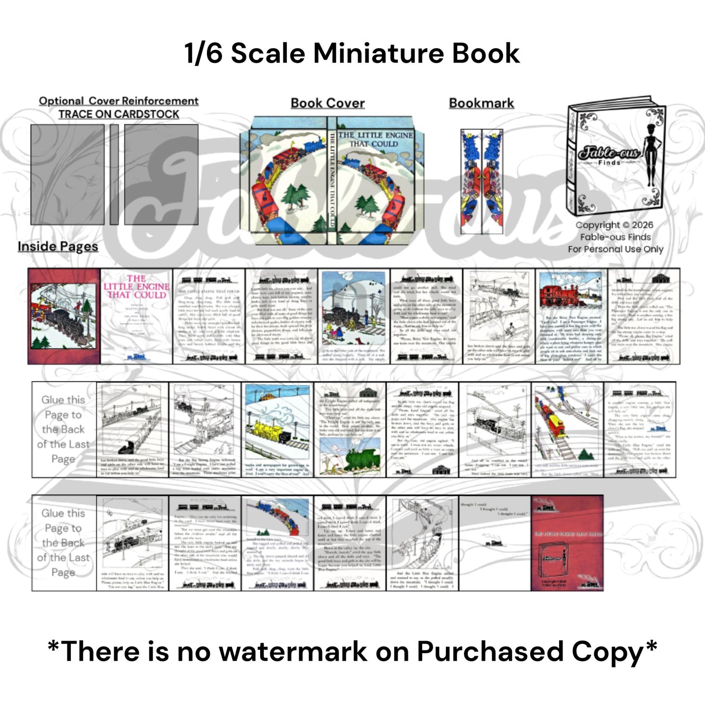 Printable The Little Engine That Could Miniature Book - Instant PDF Download