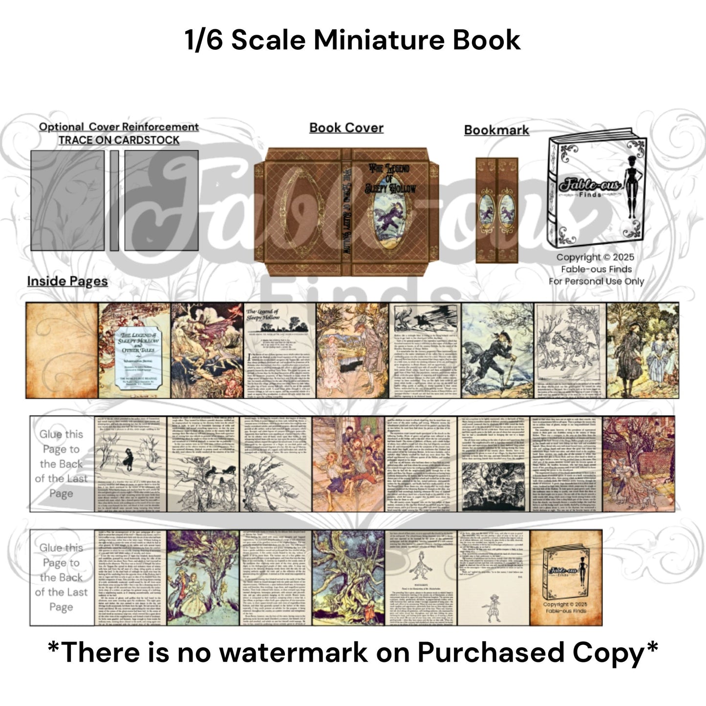 Printable The Legend of Sleepy Hollow Miniature Book - Headless Horseman Instant PDF Download