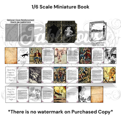 Printable Puss in Boots Miniature Book - Instant PDF Download