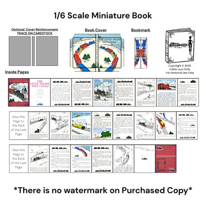 Printable The Little Engine That Could Miniature Book - Instant PDF Download