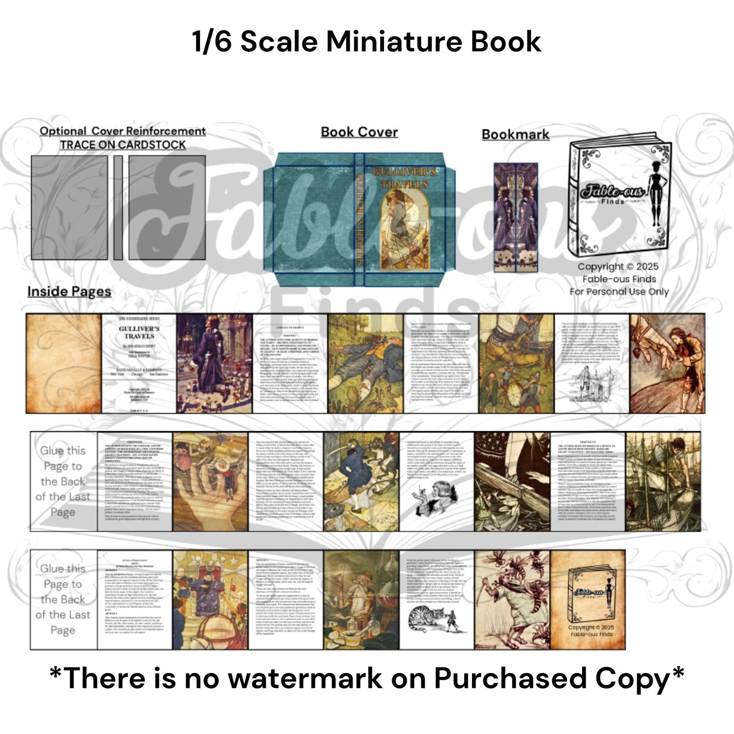Printable Gulliver's Travels Miniature Book - Instant PDF Download