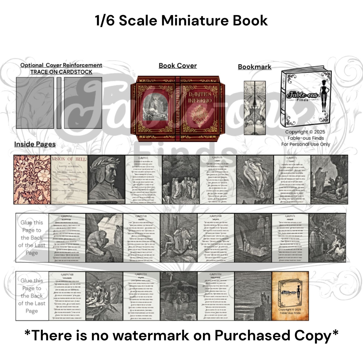 Printable Dante's Inferno Miniature Book - Instant PDF Download