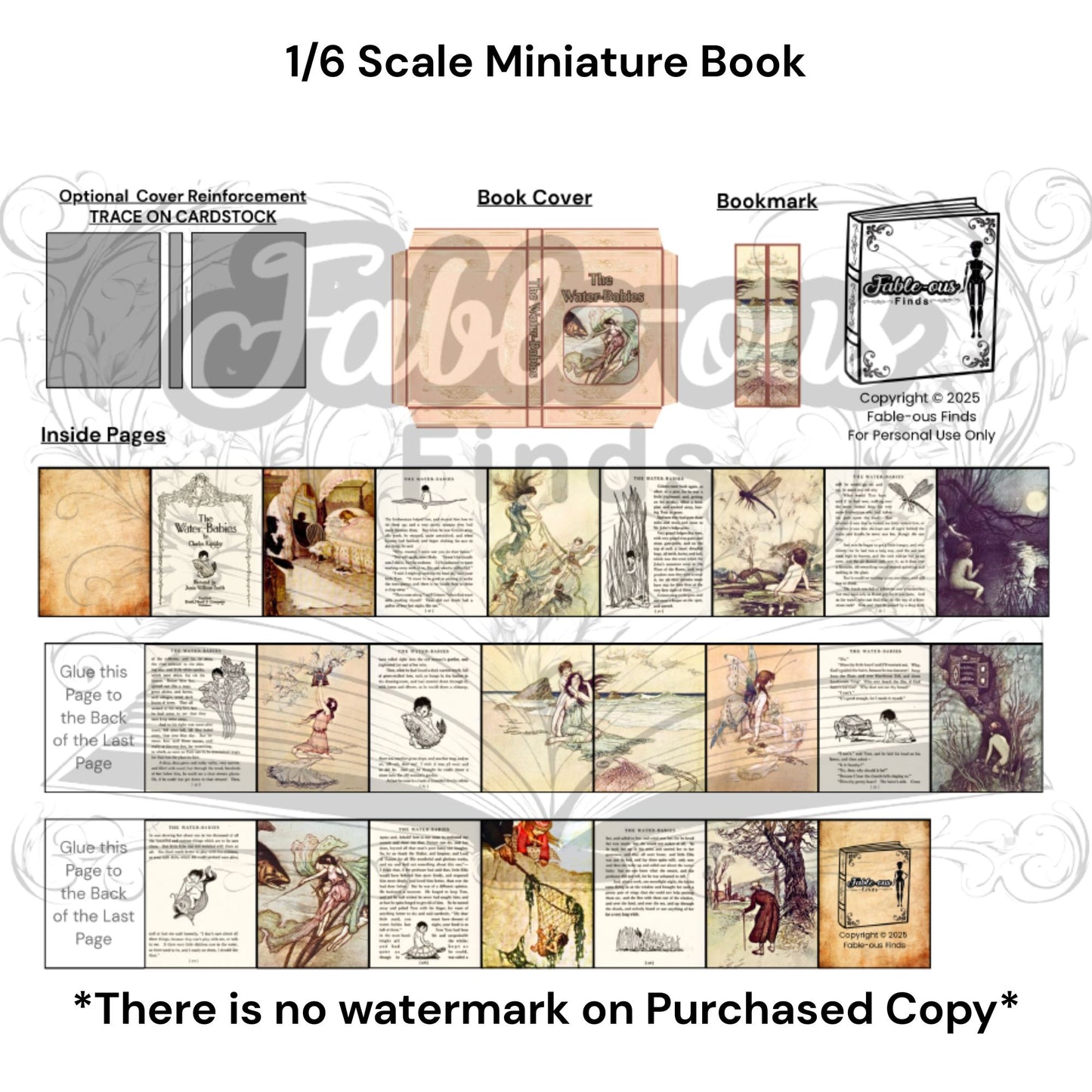 Printable The Water Babies Miniature Book - Instant PDF Download