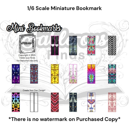 Printable Mini Bookmarks 16 pc. Set - Instant PDF Download
