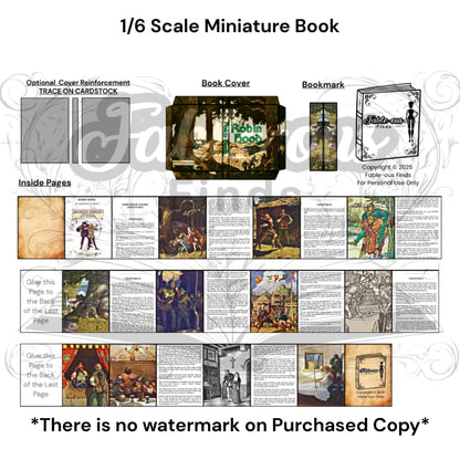 Printable Robin Hood Miniature Book - Instant PDF Download