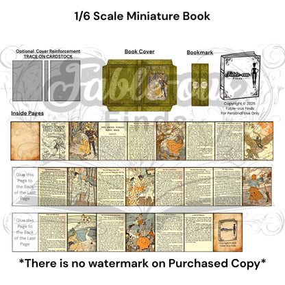 Printable The Green Forest Fairy Book Miniature Book - Instant PDF Download