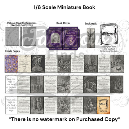Printable Dante's Purgatory Miniature Book - Instant PDF Download