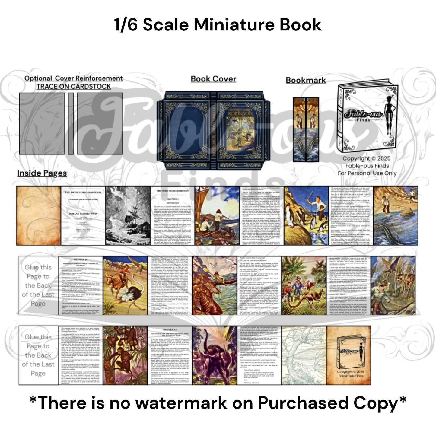 Printable The Swiss Family Robinson Miniature Book - Instant PDF Download
