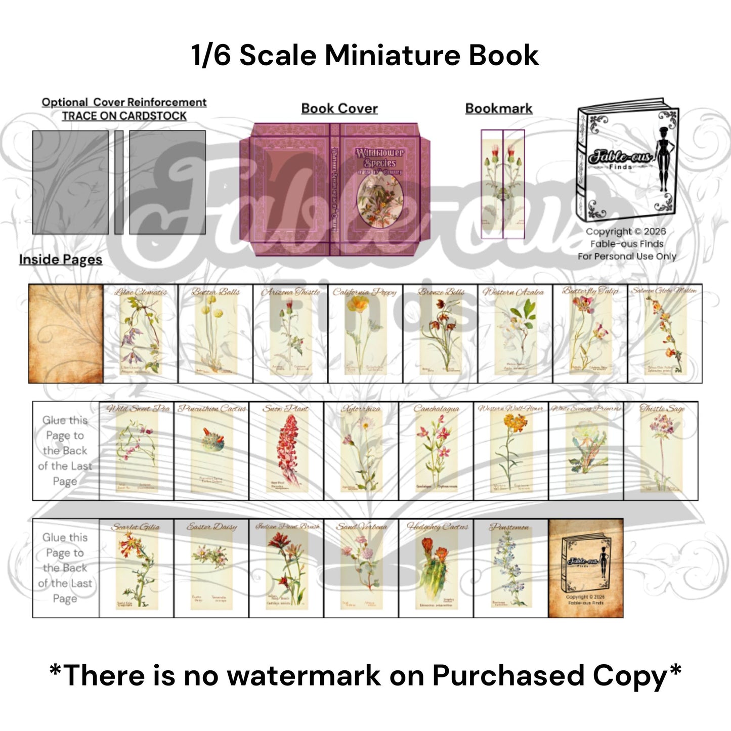 Wildflower Species of the 19th Century Miniature Reference Book